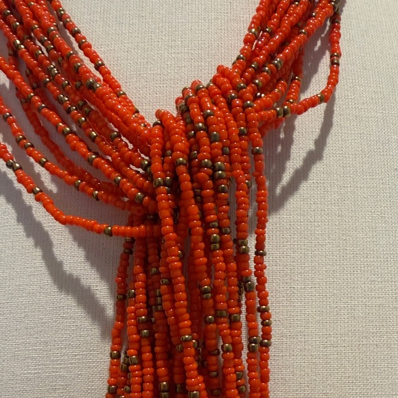 Elegant Orange Beaded Necklace - Picture 2 of 4